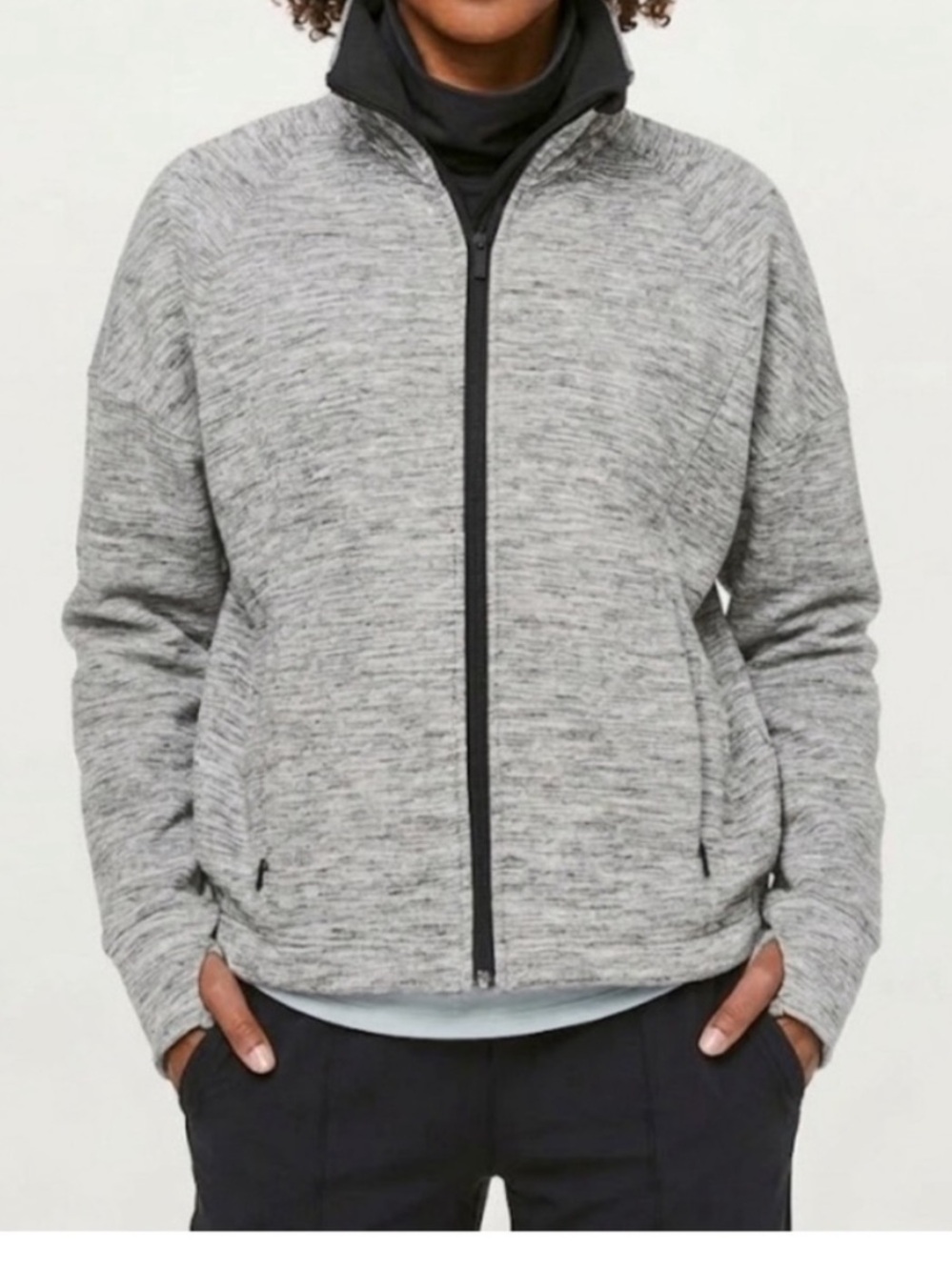 Lululemon Snuggle Up Jacket Size 6 Grey Heathered Space Dye Black 2018